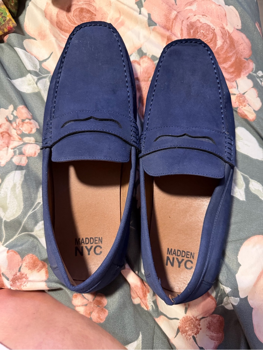 Steve Madden Navy Suede Penny Loafers